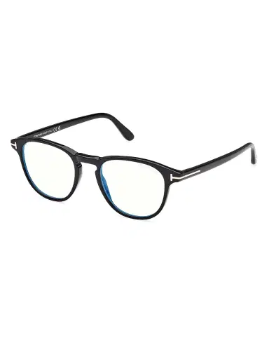 TOM FORD Men's 48MM Square Blue Block Glasses - Shiny Black Blue | Thumbnail 2
