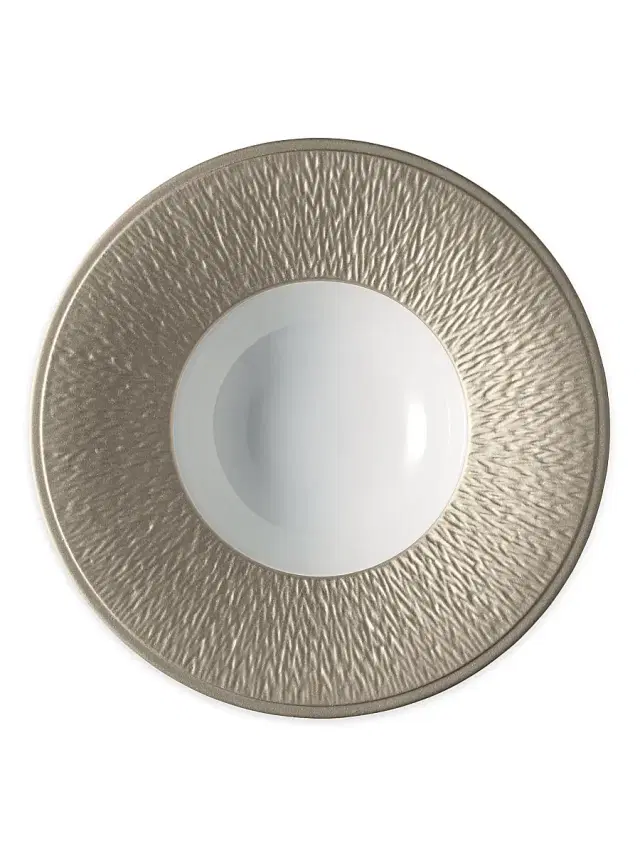 Raynaud Minéral Irisé Rimmed Soup Plate - Warm Grey