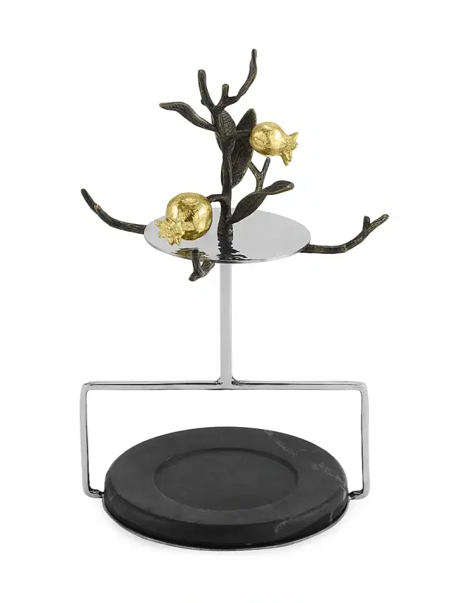 Michael Aram Pomegranate Teacups, Saucers & Stand Demi Set