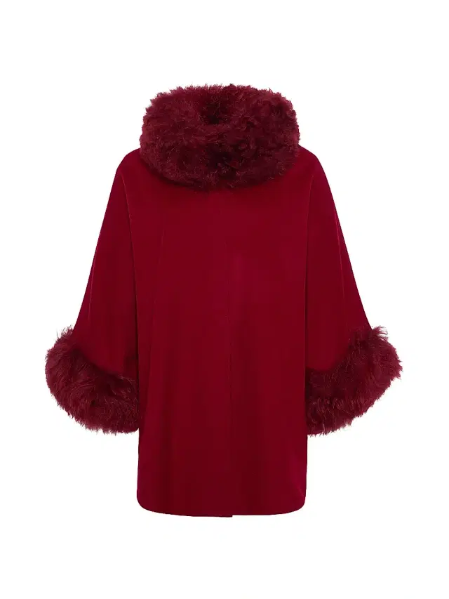 Gorski Women's Cashmere and Wool Blend Cape with Select Lamb Trim