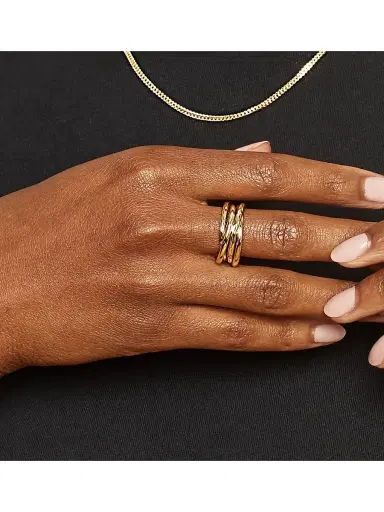 Oradina Women's 14K Yellow Solid Gold Echelon Ring - Yellow Gold | Thumbnail 2