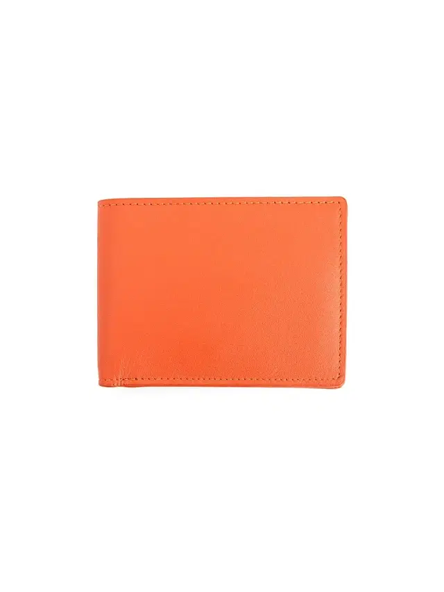 Royce New York Men's RFID-Blocking Slim Bi-Fold Leather Wallet - Orange