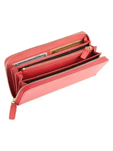 Royce New York Women's RFID-Blocking Zip-Around Leather Wallet - Red | Thumbnail 2 Royce New York Women's RFID-Blocking Zip-Around Leather Wallet - Red | Thumbnail 2