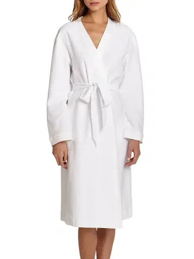 Hanro Women's Cotton Pique Robe - White - Size XL | Thumbnail 1 Hanro Women's Cotton Pique Robe - White - Size XL | Thumbnail 1