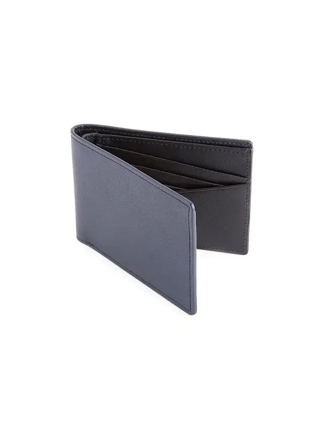 Royce New York Men's RFID-Blocking Slim Bi-Fold Leather Wallet - Navy Black