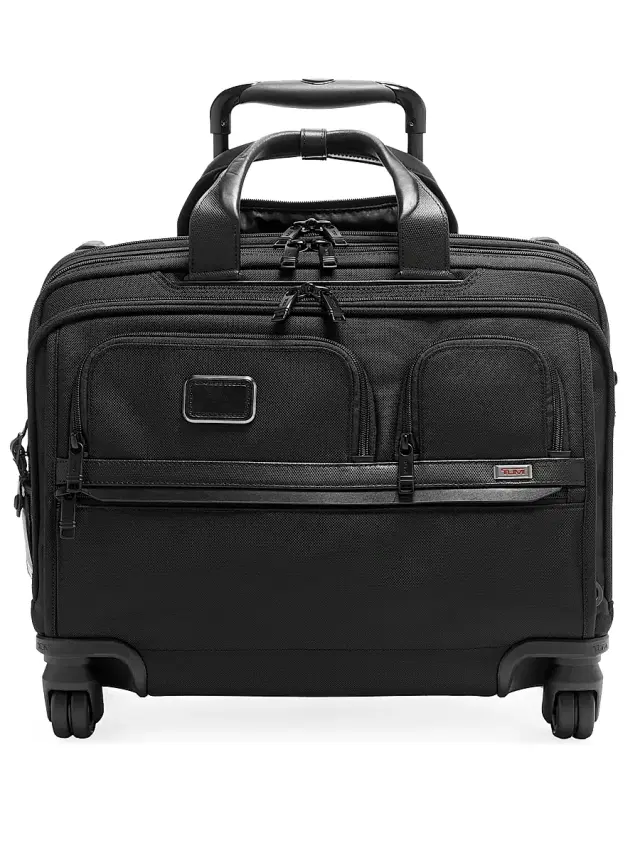 TUMI Men's Alpha DLX 4-Wheel Laptop Briefcase - Black