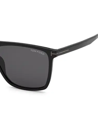 TOM FORD Men's Fletcher 57MM Rectangular Sunglasses - Shiny Black Blue Lenses | Thumbnail 3 TOM FORD Men's Fletcher 57MM Rectangular Sunglasses - Shiny Black Blue Lenses | Thumbnail 3