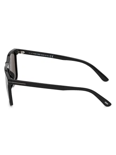TOM FORD Men's Fletcher 57MM Rectangular Sunglasses - Shiny Black Blue Lenses | Thumbnail 4 TOM FORD Men's Fletcher 57MM Rectangular Sunglasses - Shiny Black Blue Lenses | Thumbnail 4