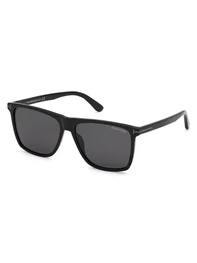 TOM FORD Men's Fletcher 57MM Rectangular Sunglasses - Shiny Black Blue Lenses | Thumbnail 1 TOM FORD Men's Fletcher 57MM Rectangular Sunglasses - Shiny Black Blue Lenses | Thumbnail 1
