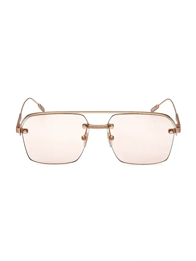 ZEGNA Men's 57MM Plastic Aviator Sunglasses - Matte Rose Gold