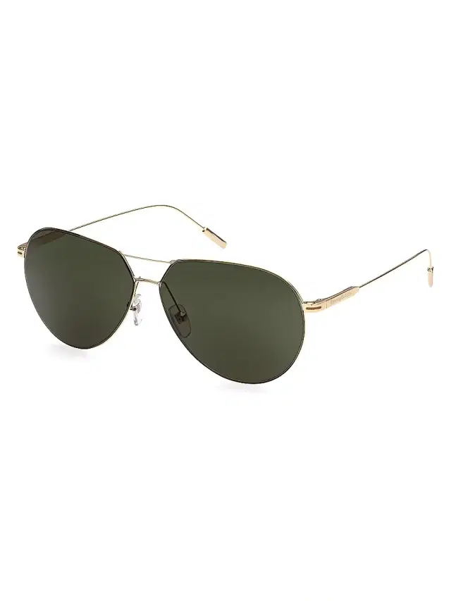 ZEGNA Men's 59MM Aviator Sunglasses - Shiny Gold Smoke