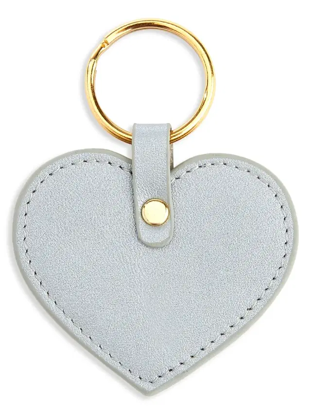 Royce New York Men's Heart-Shaped Leather Key Chain - Silver