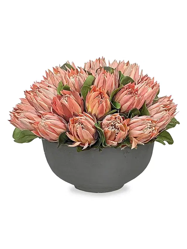 Permanent Botanicals Pink Protea In Bowl - Pink