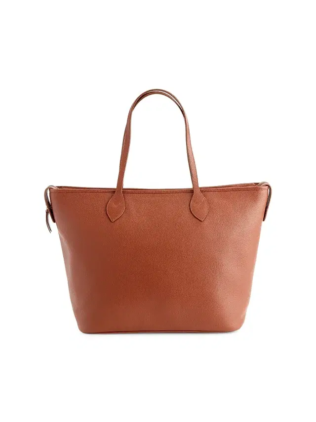 Royce New York Women's Pebble Grain Wide Tote Bag - Tan
