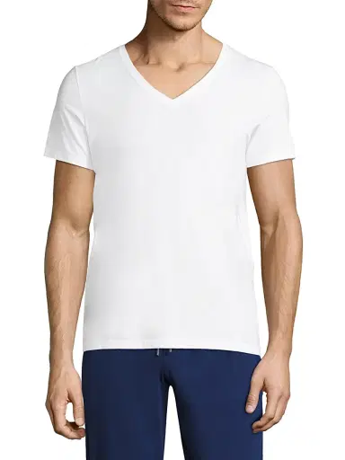 Hanro Men's Cotton Superior Short Sleeve V-Neck Tee - White - Size XXL | Thumbnail 3 Hanro Men's Cotton Superior Short Sleeve V-Neck Tee - White - Size XXL | Thumbnail 3
