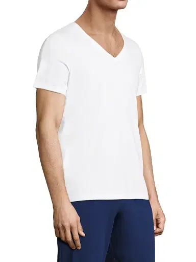 Hanro Men's Cotton Superior Short Sleeve V-Neck Tee - White - Size XXL | Thumbnail 4 Hanro Men's Cotton Superior Short Sleeve V-Neck Tee - White - Size XXL | Thumbnail 4