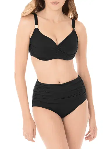 Miraclesuit Swim Women's Surplice Shirred Bikini Top - Black - Size 38DDD | Thumbnail 2