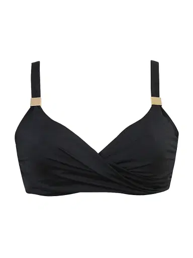 Miraclesuit Swim Women's Surplice Shirred Bikini Top - Black - Size 38DDD | Thumbnail 1