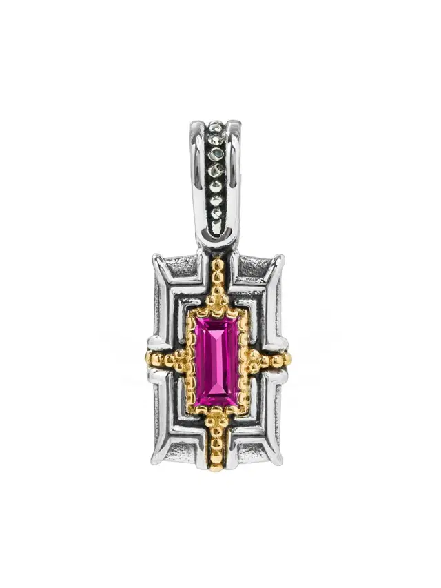 Women's Dome Sterling Silver, 18K Gold & Corundum Pendant