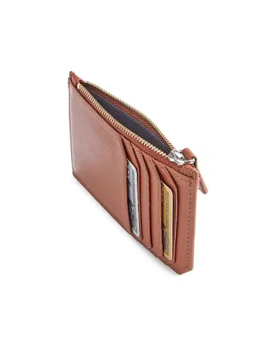 Royce New York Women's Zip Leather Card Wallet - Silver | Thumbnail 2 Royce New York Women's Zip Leather Card Wallet - Silver | Thumbnail 2