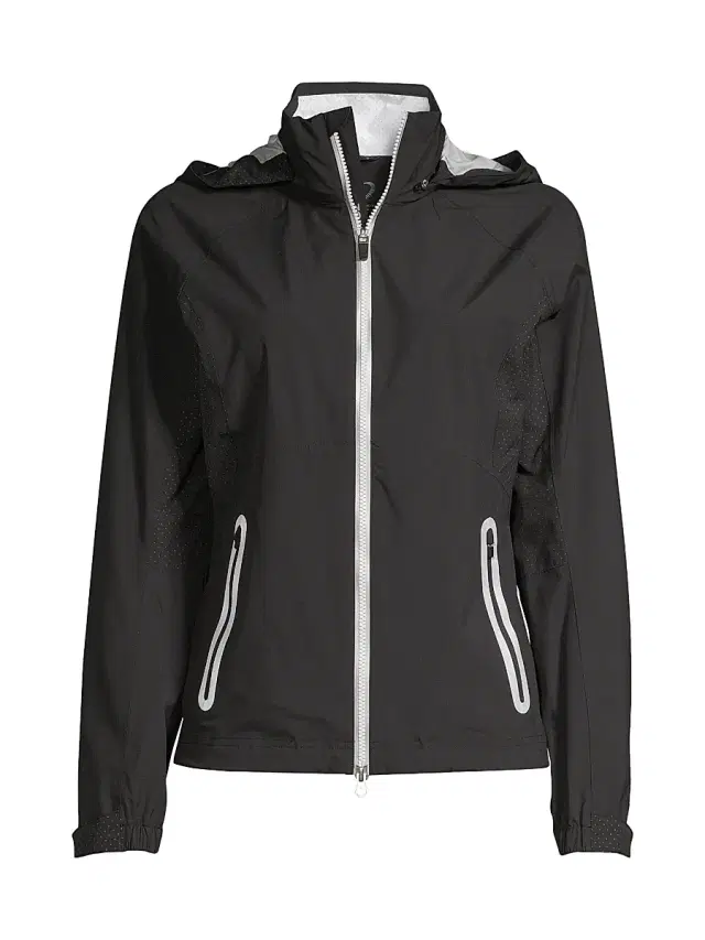 Zero Restriction Women's Olivia Shell Zip-Front Jacket - Black Metallic Silver