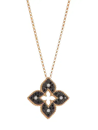 Roberto Coin Women's Venetian Princess 18K Rose Gold, Black & White Diamond Petite Pendant Necklace - Rose Gold | Thumbnail 1