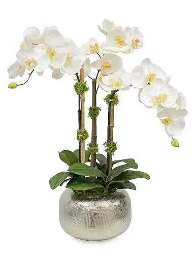 Winward Home Imitation Orchid In Artisanal Pot | Thumbnail 1