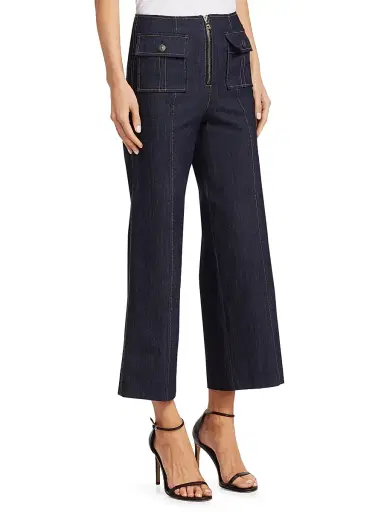 Cinq à Sept Women's Azure Front High-Rise Wide-Leg Crop Pants - Indigo - Size 14 | Thumbnail 4 Cinq à Sept Women's Azure Front High-Rise Wide-Leg Crop Pants - Indigo - Size 14 | Thumbnail 4