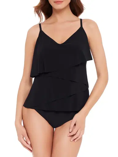 Magicsuit Women's Solids Chloe Draped Tankini Top - Black - Size 16 | Thumbnail 1 Magicsuit Women's Solids Chloe Draped Tankini Top - Black - Size 16 | Thumbnail 1