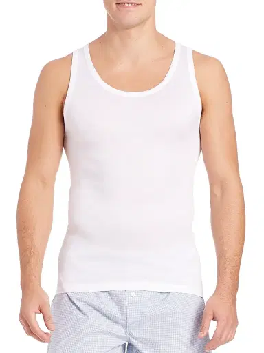 Hanro Men's Cotton Pure Pure Tank Top - White | Thumbnail 3