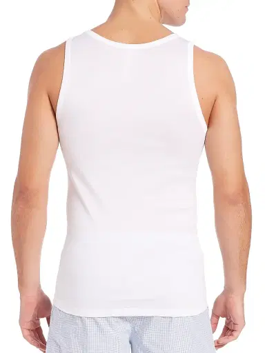 Hanro Men's Cotton Pure Pure Tank Top - White | Thumbnail 4