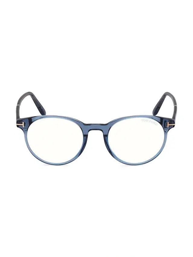 Tom Ford Men's 47MM Round Blue Block Optical Glasses