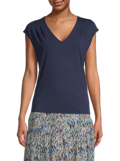NIC+ZOE Women's Polished Jersey V-Neck Top - Classic Cream | Thumbnail 3