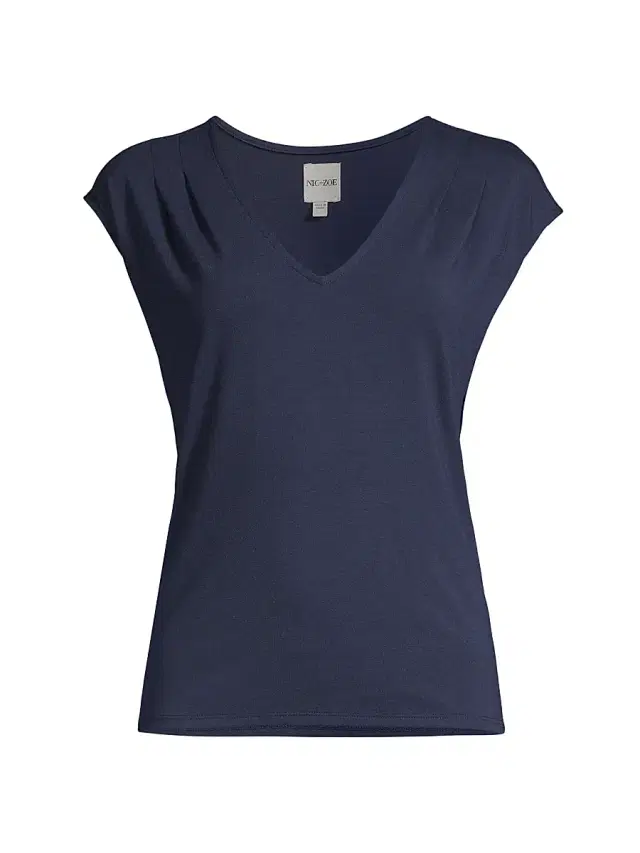 Women's Polished Jersey V-Neck Top - Classic Cream