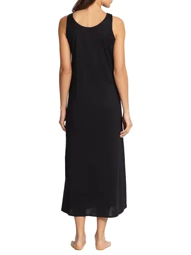 Hanro Women's Cotton Deluxe Long Tank Gown - Black - Size XL | Thumbnail 3