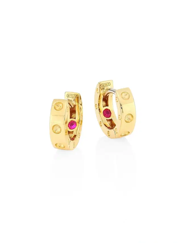 Women's Pois Moi 18K Yellow Gold Huggie Hoop Earrings/0.28" - Gold