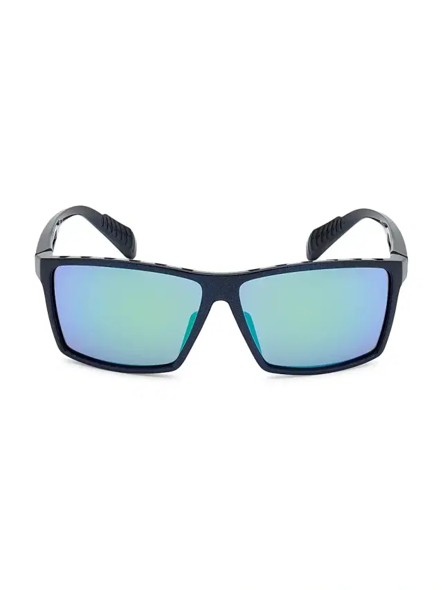 adidas Men's 63MM Square Injected Sunglasses - Matte Blue Green Mirror