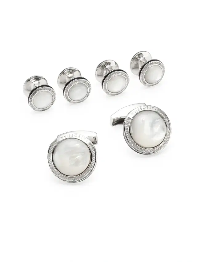 Tateossian Men's Six-Piece Round Shirt Studs and Cufflinks Set