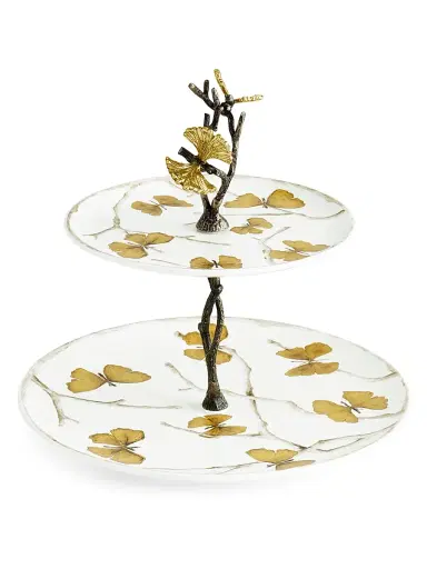 Michael Aram Butterfly Ginkgo 2-Tier Porcelain Etagere | Thumbnail 3