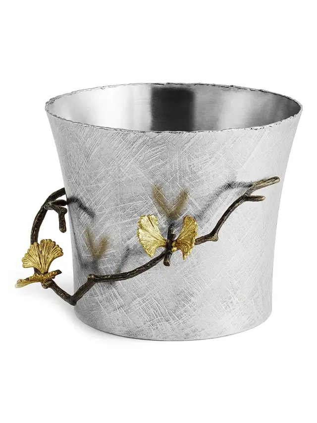 Butterfly Ginkgo Stainless Steel & Brass Cachepot