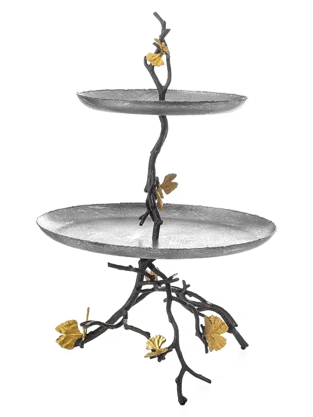 Butterfly Ginkgo Two-Tier Etagere