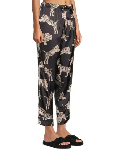 Averie Women's Sierra 2-Piece Tiger-Print Satin Pajama Set | Thumbnail 4 Averie Women's Sierra 2-Piece Tiger-Print Satin Pajama Set | Thumbnail 4