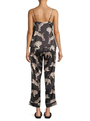 Averie Women's Sierra 2-Piece Tiger-Print Satin Pajama Set | Thumbnail 5 Averie Women's Sierra 2-Piece Tiger-Print Satin Pajama Set | Thumbnail 5