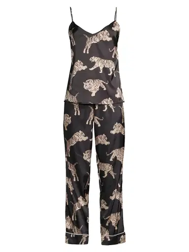 Averie Women's Sierra 2-Piece Tiger-Print Satin Pajama Set | Thumbnail 1 Averie Women's Sierra 2-Piece Tiger-Print Satin Pajama Set | Thumbnail 1