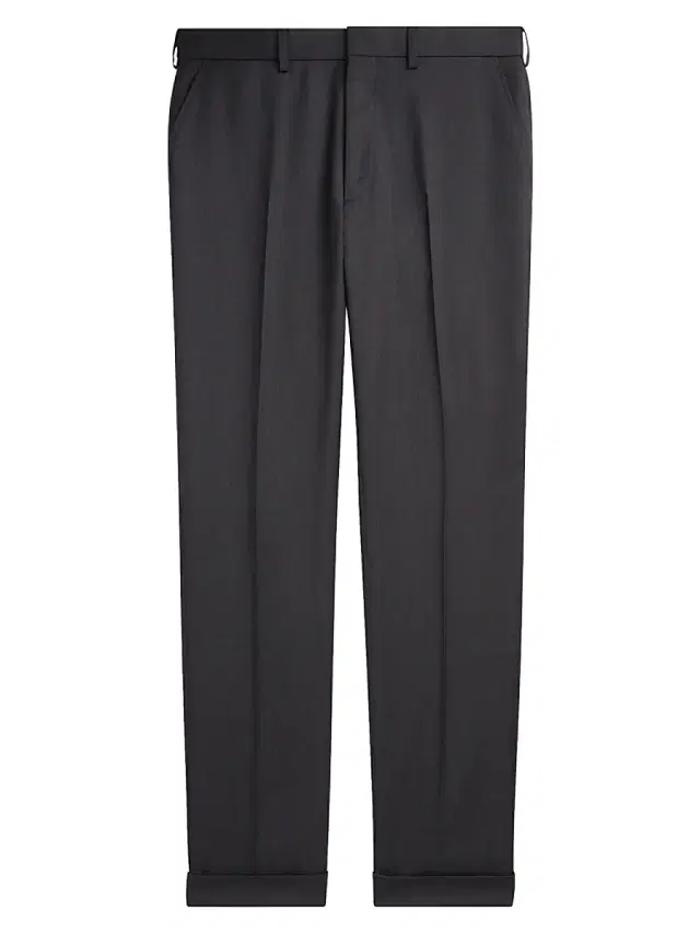 Men's Greg Flat-Front Wool Pants - Charcoal