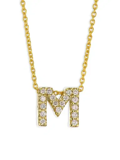 Roberto Coin Women's Tiny Treasures Diamond & 18K Yellow Gold Initial Necklace - Initial | Thumbnail 1 Roberto Coin Women's Tiny Treasures Diamond & 18K Yellow Gold Initial Necklace - Initial | Thumbnail 1