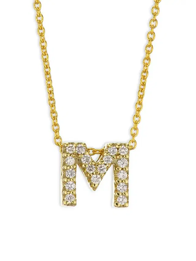 Women's Tiny Treasures Diamond & 18K Yellow Gold Initial Necklace - Initial