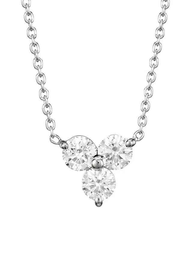Women's Diamond Classic 18K White Gold & Diamond Cluster Pendant Necklace - White Gold