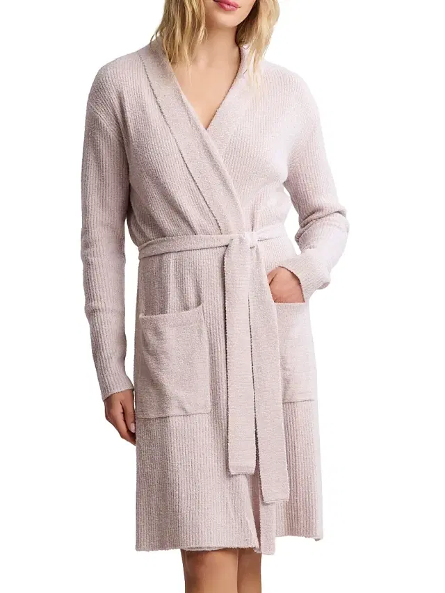 Barefoot Dreams Women's CozyChic Lite Rib-Knit Robe - Faded Rose Pearl