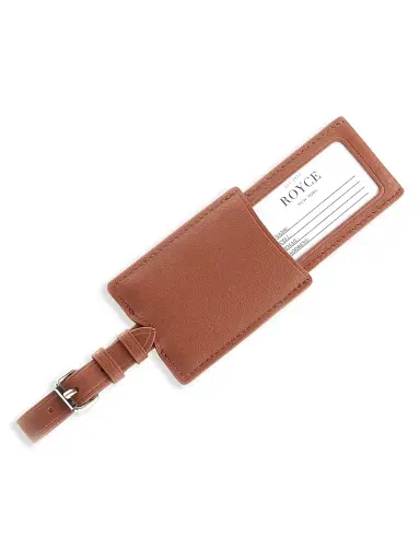 Royce New York Men's Leather Luggage Tag - Tan | Thumbnail 2